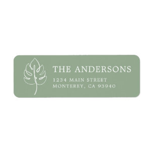 Étiquette Logo de mariage personnalisé Monstera Monogramme