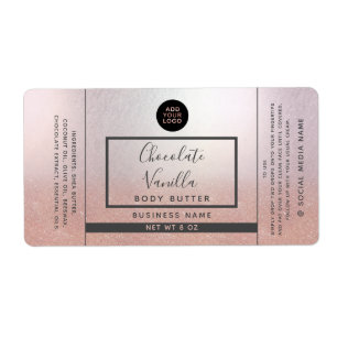 Étiquette Logo de parties scintillant en or rose simple et m