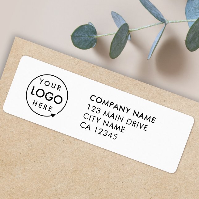 Étiquette Logo d'entreprise | Adresse de retour de société p (Minimal white return address labels for your business - simple, professional & easy to customize)