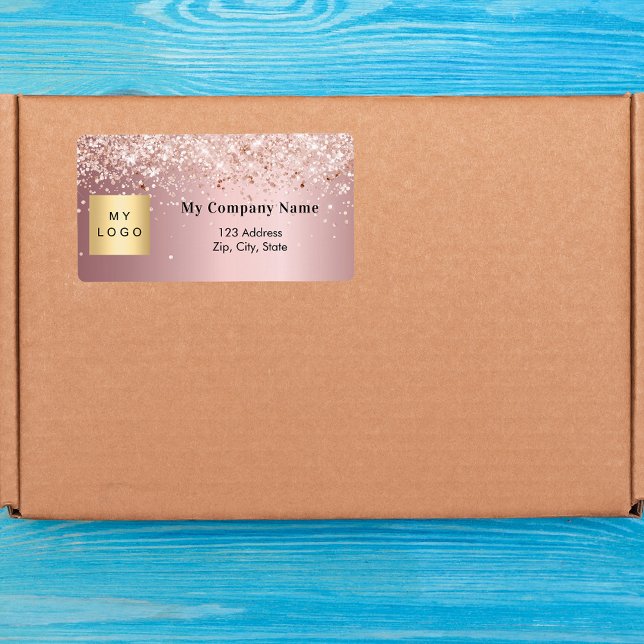 Étiquette Logo d'entreprise rose vif adresse de retour expéd (Créateur téléchargé)