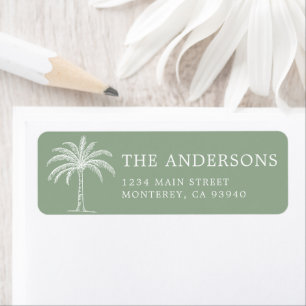 Étiquette Logo du Mariage Monogramme personnalisé Palm Tree