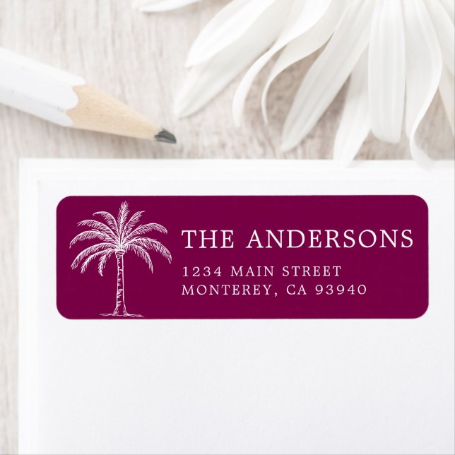 Étiquette Logo du Mariage Monogramme personnalisé Palm Tree (En situation)
