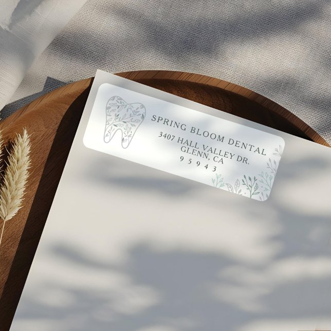 Étiquette Logo florissant de dentition dentaire (Blooming Flourishing Dental Tooth Tree Logo Label)