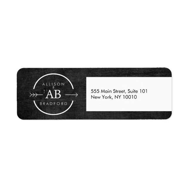 Étiquette LOGO HIP & EDGY MONOGRAM avec FLÈCHE sur BOIS NOIR (Devant)