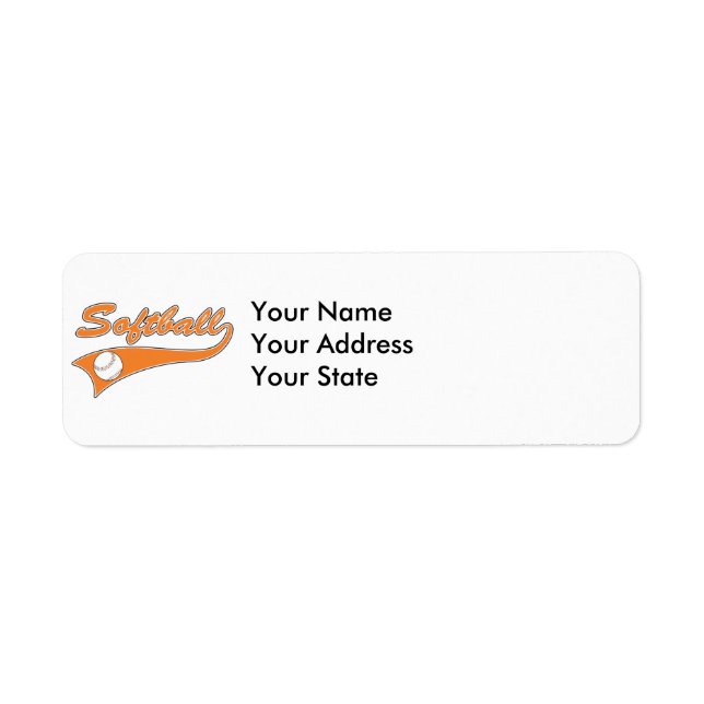 Étiquette logo texte script softball orange (Devant)