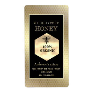 Étiquette logo vintage or rustique queen bee miel pot