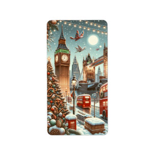 Étiquette London's Festive Splendor - Vibrant Christmas Car