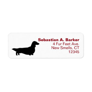 Étiquette Longhhair Dachshund Wiener Dog Adresse de retour