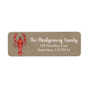 Étiquette Louisiana Cajun Crawfish & Faux Burlap