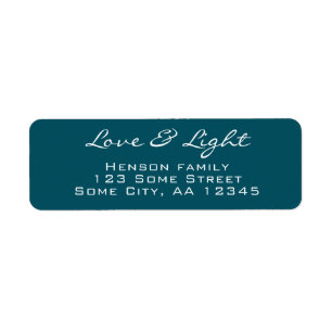 Étiquette Love and Light Script Blue Green Christmas Adresse
