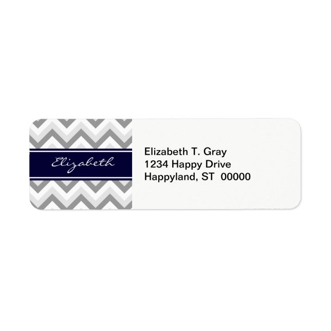 Étiquette Lt Grey Med Grey Blanc Chevron Nom de la marine Mo (Devant)