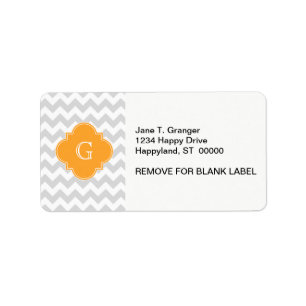 Étiquette Lt Grey What Chevron Cantaloupe Quatrefoil Monogra