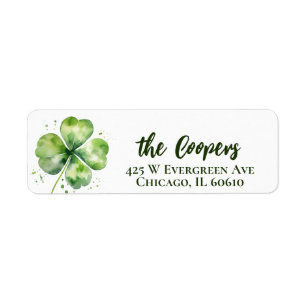 Étiquette Lucky Clover St. Patrick Adresse de retour