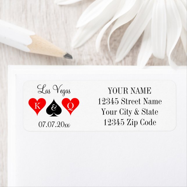 Étiquette Lucky en amour Las Vegas thème mariage adresse (En situation)