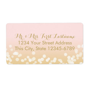 Étiquette Lumières de rose et de scintillement d'or