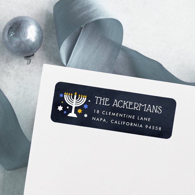 Étiquette Lumières étoilées | Adresse de retour Hanoukka (Créateur téléchargé)