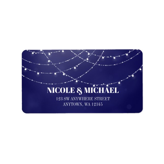 Étiquette Lumières Fée Blanc Glam Bleu (Devant)