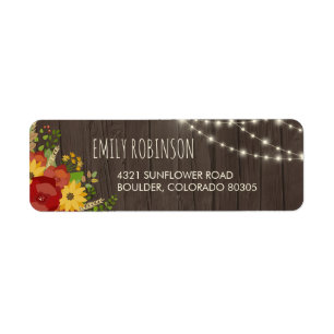 Étiquette Lumières Fées Rustiques Grain de bois & Fleurs