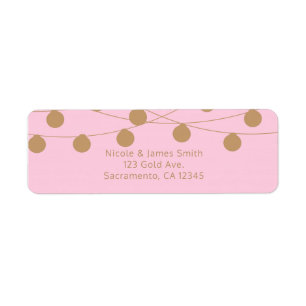 Étiquette Lumières Modernes Rose & Or Guirlande Élégante Inv