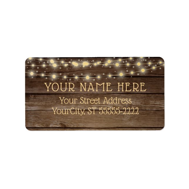 Étiquette Lumières rustiques en bois et cordes (Devant)