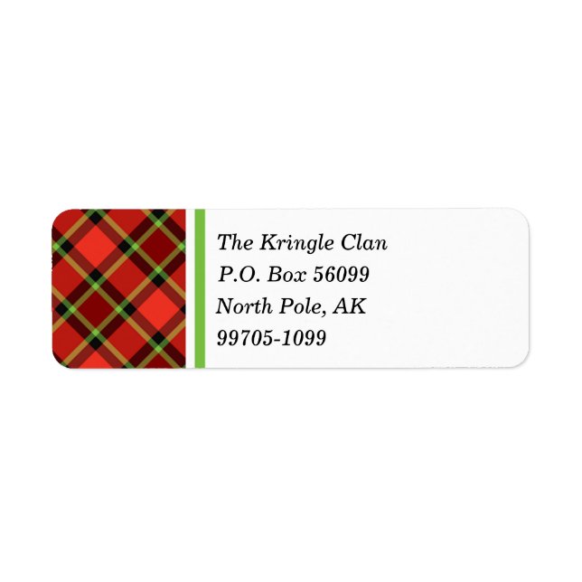 Étiquette Lumineux rouge et vert Noël Plaid (Devant)