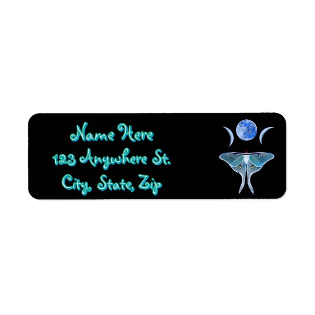 Étiquette Luna Moth Triple Moon Nom personnalisé (Devant)