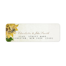 Étiquette Lune de miel Bee Sunflower Retourner l'adresse Éti