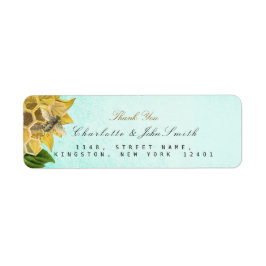Étiquette Lune de miel Bee Sunflower Retourner l'adresse Éti