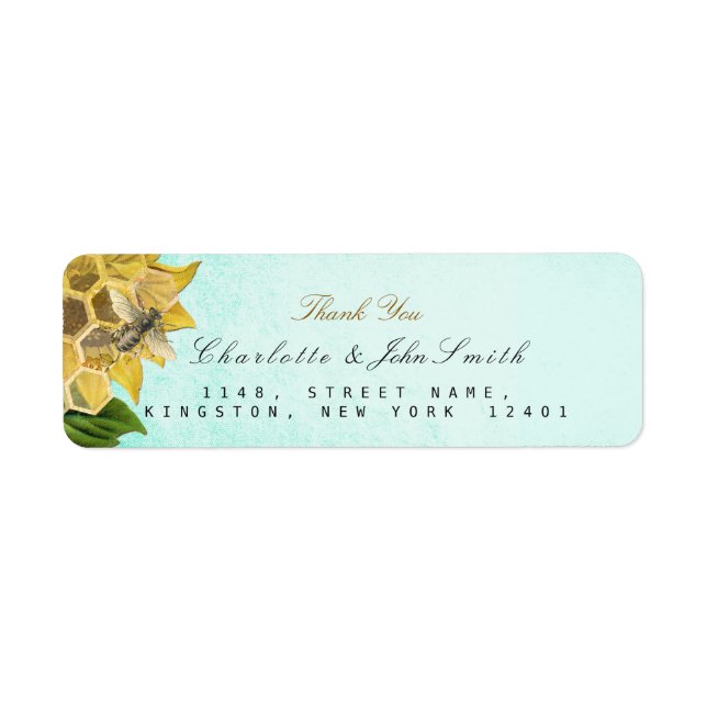 Étiquette Lune de miel Bee Sunflower Retourner l'adresse Éti (Devant)