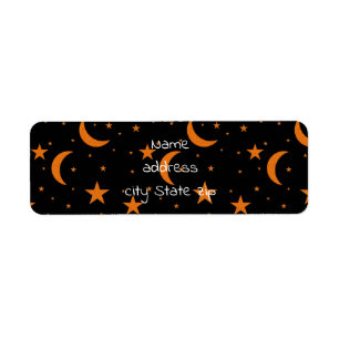 Étiquette lune des étoiles oranges