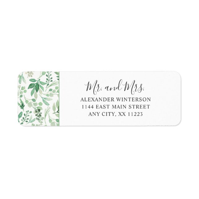 Étiquette Lush Greenery Botanical MR & MRS adresse de retour (Devant)
