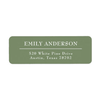 Étiquette Luxe Elegant Sage Green White Adresse de retour