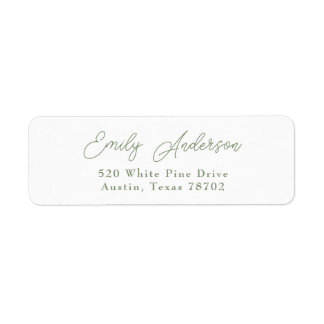 Étiquette Luxe Elegant Sage Green White Adresse de retour 4