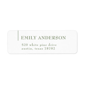 Étiquette Luxe Elegant Sage Green White Adresse de retour 5