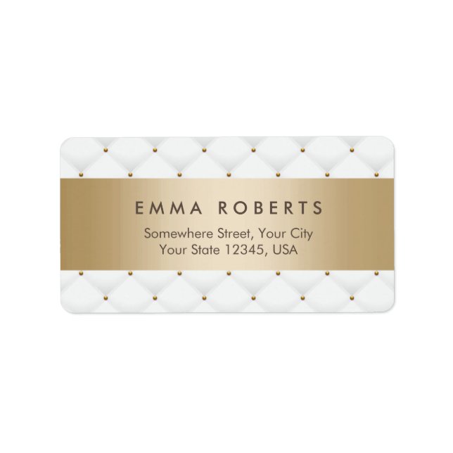 Étiquette Luxe White Diamond Motif Moderne Gold Striped (Devant)