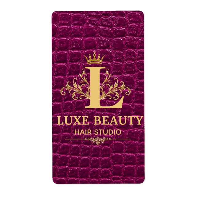 Étiquette Luxury Crocodile Leather Monogram Gold Initial  (Devant)