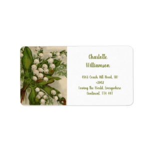 Étiquette Lys de la Vallée Fleurs en Aquarelle