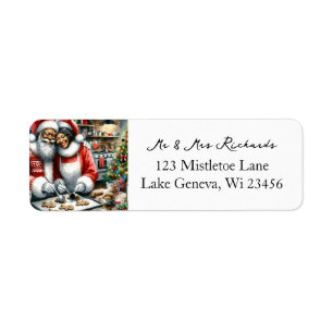 Étiquette M. et Mme Clause Jolie Noël
