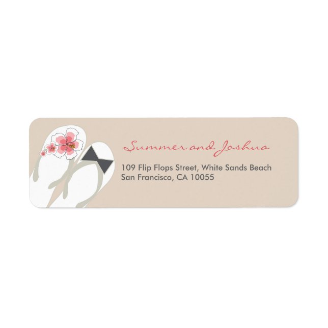 Étiquette M. & Mme Pink Hibiscus Flip Flops Adresse du Maria (Devant)