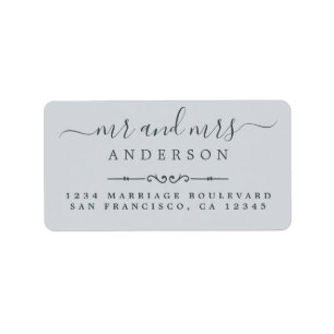 Étiquette M. Mme Script Pastel Blue Mariage Adresse de retou