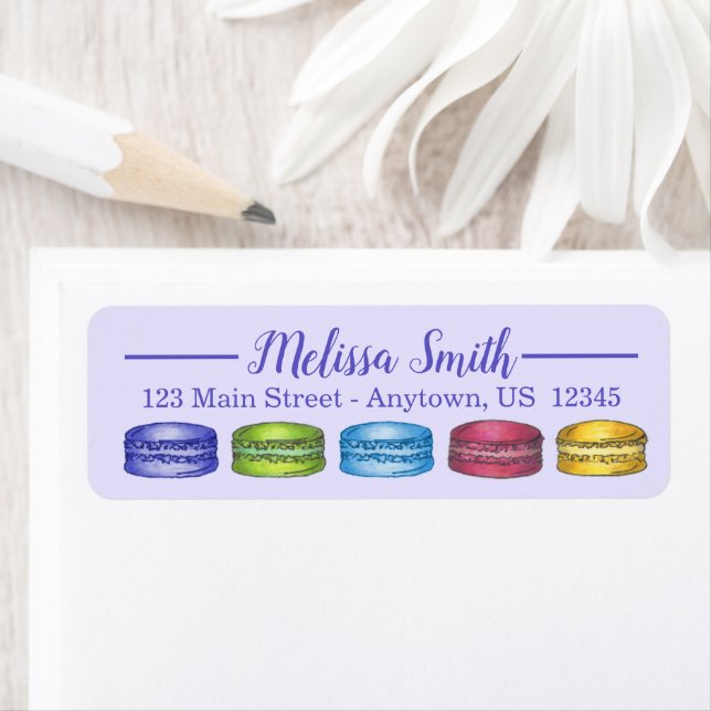 Étiquette Macarons français pastel Tea Party pour Baby Showe (En situation)