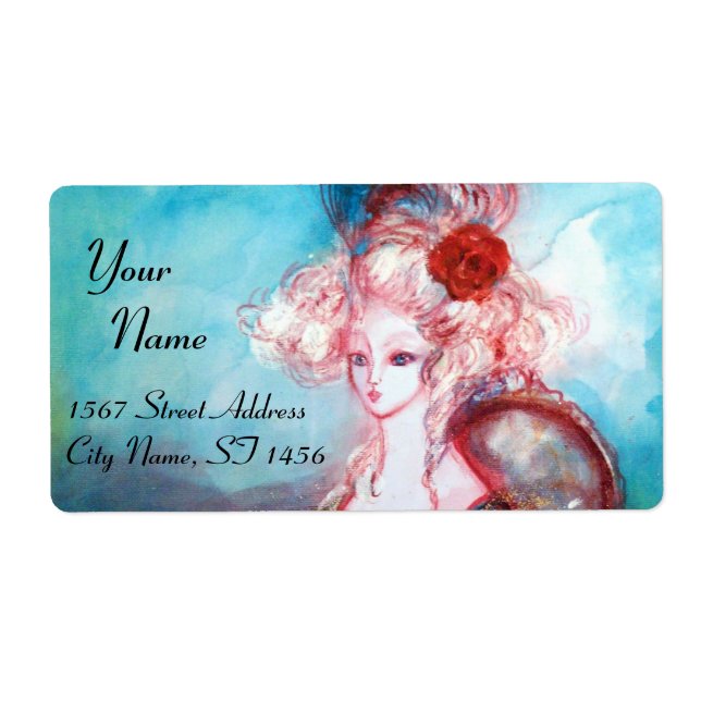 Étiquette MADAME POMPADOUR, bleu rose vif (Devant)