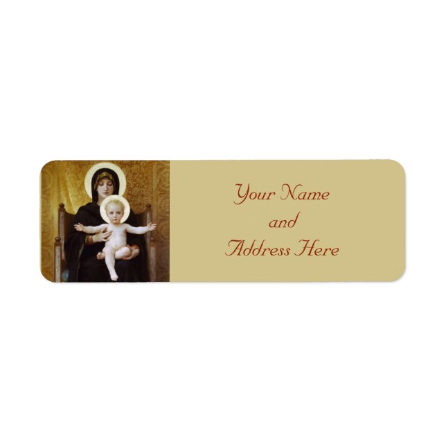Étiquette Madonna et l'enfant Noël Retourner l'adresse Étiqu (Devant)