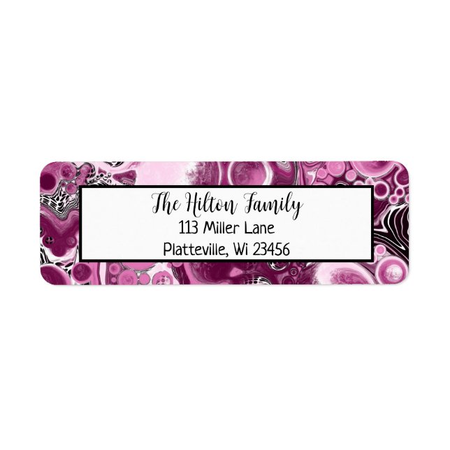 Étiquette Magenta Bourgogne rose et violet fluides (Devant)