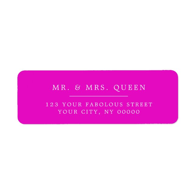 Étiquette Magenta Pink Elegant Classic Simple Adresse de ret (Devant)