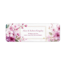 Magenta Plum Flower Watercolor Gold Double Frame