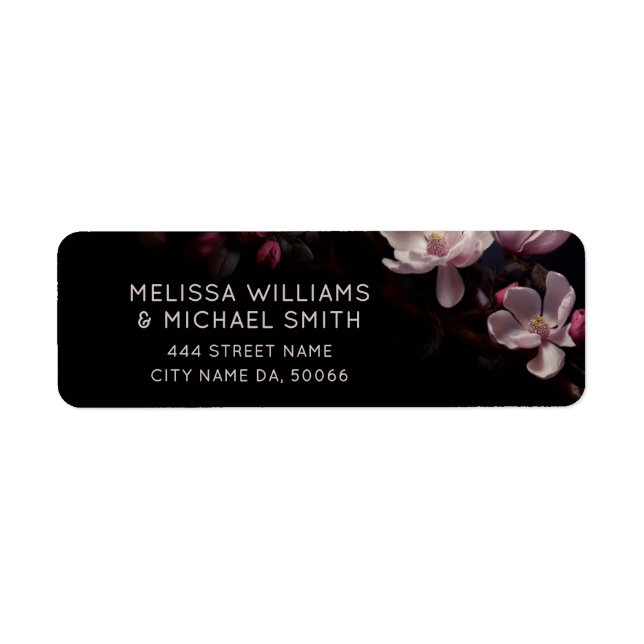 Étiquette Magnolia Floral Dark Moody  (Devant)