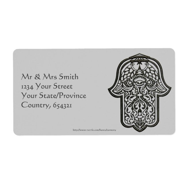 Étiquette Main de henné de Hamsa (Original) (Devant)