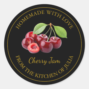 Étiquette maison de confiture de cerisier   Noir