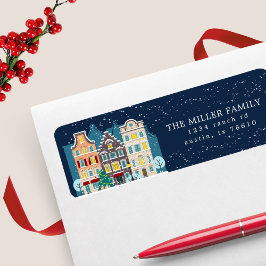 Étiquette Maison de Noël enneigée nuit vacances retour adres